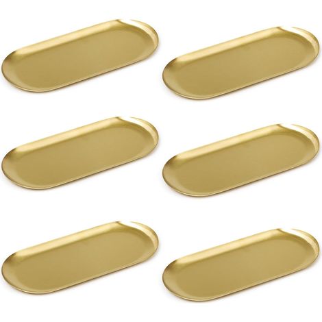 6 Pièces Plateau, Acier Inoxydable, Doré, 26x11 cm, Ovale, Empilable, Pour Bijoux Cosmétiques Aliments (1/5)