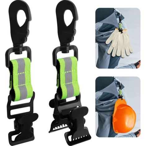2 Pcs Porte Gants de Travail de Pompier, Porte Gants Ceinturon Tactique, Double Pince Pince Gants de Travail (vert vif) (1/5)