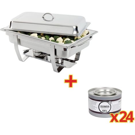 OFFRE SPÉCIALE Chafing dish Milan GN 1/1 + 24 capsules de gel combustible - Ref S600 - Olympia (1/4)