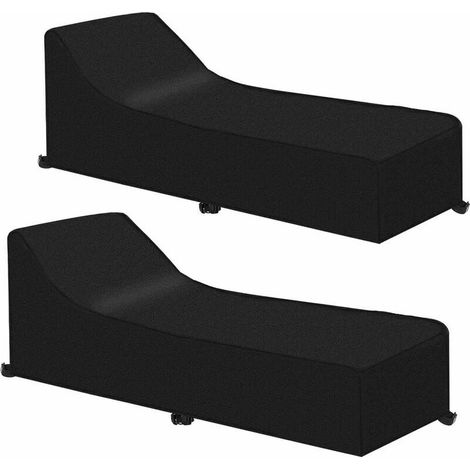 Housse de transat de jardin en tissu Oxford 210D imperméable et coupe-vent pour transat, transat (210 x 75 x 40/80 cm) - Lot de 2 (1/5)