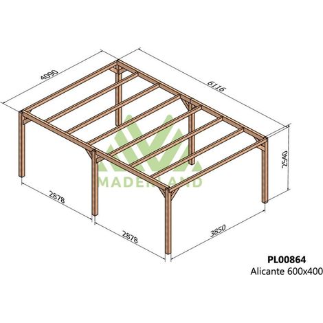 Pérgola de Madera Laminada Alicante (Maderland) - Gardeneas - 600 x 400 cm (1/3)