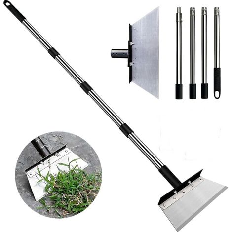 Pelle De Desherbage avec Manche 160cm,Pelle De Nettoyage Multifonctionnelle 32cm,Pelle De Jardin Desherbante,Grattoir De Jardin pour Mauvaises Herbes et Mousse, Outil De Désherbage De Ferme