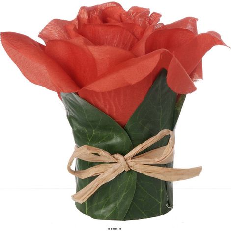 Tête de Rose factice Rouge Cerise en composition H9,5 cm et D7cm - couleur: Rouge (1/3)
