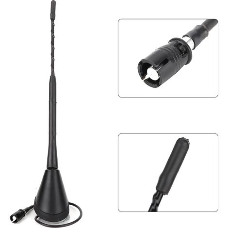 Universelle 9-Zoll-Autoantenne, schwarz, FM/AM-Spiralantenne mit Sockel (1/5)