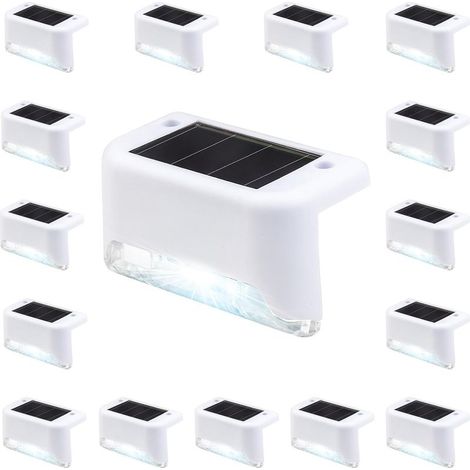 Lot de 16 lampes solaires étanches pour extérieur – blanc chaud, idéales pour clôtures, escaliers, allées et terrasses (1/4)