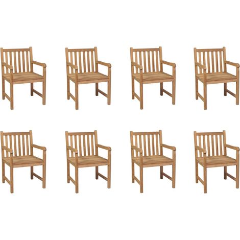 Outdoor Chair Set of 8 Brown Solid teak wood Medium Durable vidaXL (1/5)