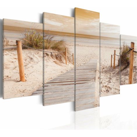 Tableau matin sur la plage sépia - 200 x 100 cm (1/4)