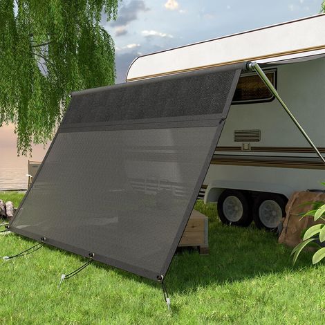 Store de Camping-Car, avec Fermeture éclair, fenêtre panoramique réglable (Tissu + Filet), Protection visuelle et Solaire, Store Universel à Fermeture éclair avec Kits complets, 2,2 m de Haut (1/5)