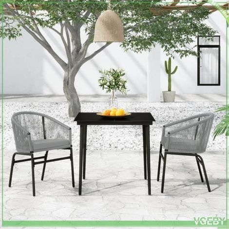 Ensemble à manger de jardin - FAFEICY - 3099251 - Gris - Acier enduit de poudre - 2 pers, coussins amovibles (1/5)