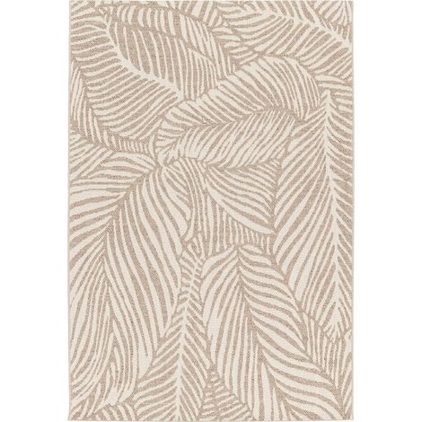 Tapis d'Extérieur et Intérieur Tissage Plat Motif Feuilles Naturel 160 x 230 cm en Polypropylène - PANGIVO