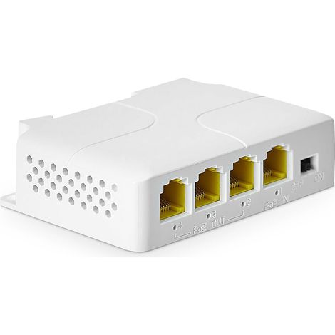 Extenseur PoE Gigabit 4 ports avec 1 PoE dans 3 sorties PoE, répéteur PoE IEEE 802.3 af/at 30 W avec commutateur de passage PoE 10/100/1000 Mbps, montage mural et sur rail DIN (1/5)