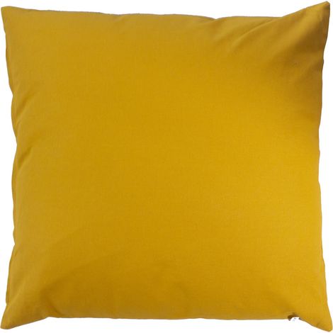Coussin déhoussable 40 x 40 cm LOLA 100% coton coloris MOUTARDE