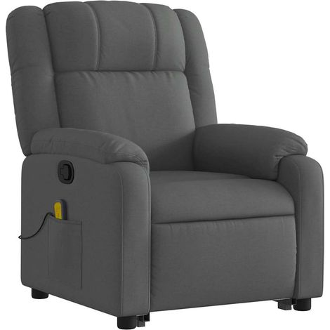 Poltrona relax TV funzione massaggio reclinabile con vibrazione e massaggio a 6 punti in tessuto grigio scuro DEC026937