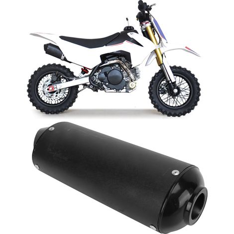 28 mm Auspuffschalldämpfer aus mattschwarzem Aluminium + Befestigungsclip, geeignet für 125 cm³, 140 cm³, 150 cm³ und 160 cm³ Offroad-Motorräder und Quads. (1/5)
