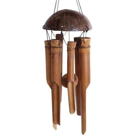 Windspiele aus Bambus und Kokosnuss, Windspiele aus Bambus und Holz, rustikale Hängedekorationen, Türdekorationen, Kunsthandwerk aus Bambus und Holz, Geschenke (1/4)