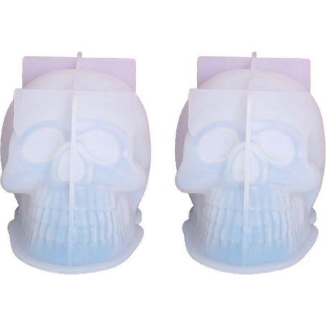 Moules à bougies 3D en forme de crâne (lot de 2) en silicone, moule pour Halloween (1/4)