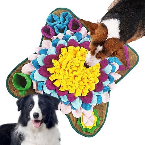 Alfombra olfativa para mascotas, Comedero interactivo, Estimula el comportamiento natural de búsqueda de alimento, 50 x 50 cm, Forro polar, Beige (1/5)