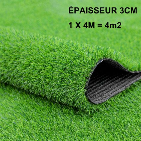 Hobag – Gazon synthétique 3 cm d'épaisseur – 1 x 4 m – Traitement anti UV – Perméable à l'eau – Antiglisse et agréable au toucher (1/2)