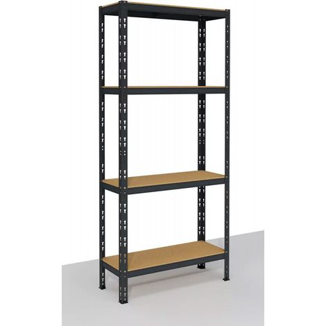 Scaffalatura con 4 Ripiani 180 cm in Metallo Scaffale Modulare Antracite