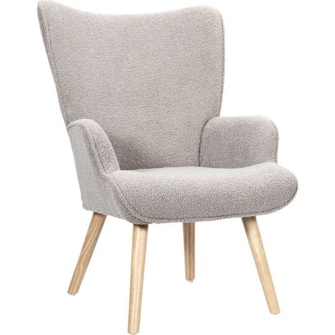 Fauteuil Bouclette "Rhea" 96cm Taupe (1/5)