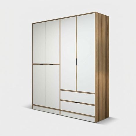 Elina multifunktionaler Kleiderschrank mit Regalen 185 cm - Weiß