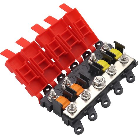 4 Compartment Copper Midi Fuse Holder for Boat RV Caravan Trailer Car RV Midi Fuse Box with Fuses 30A 60A 100A (1/5)