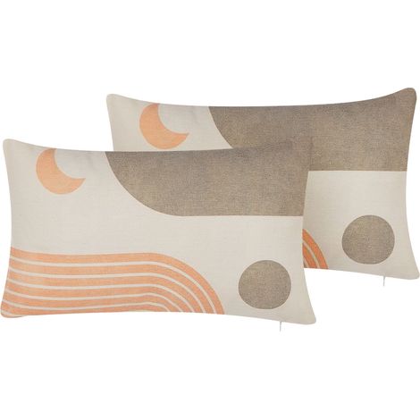 Lot de 2 Coussins Motif Abstrait 30 x 50 cm Polyester Multicolore Melampodium