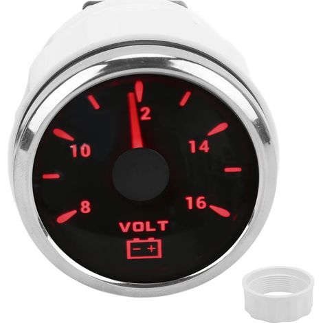 Jauge de tension marine 52mm, pointeur 8-16V, rétroéclairage 7 couleurs, voltmètre étanche IP67 pour bateau, camping-car, voiture, 9-32V, noir (1/5)
