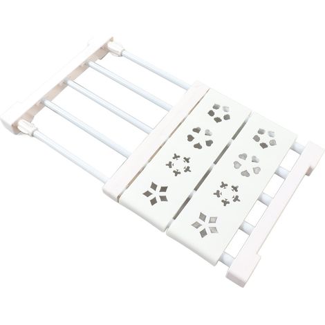 Étagère de penderie extensible blanche sans perçage, séparateur télescopique, largeur 24 cm, longueur 30-40 cm (11,8-15,7 pouces). (1/5)