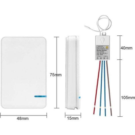 Ersandy Mini interrupteur sans fil avec récepteur et affichage LED - Pour extérieur 400 m et intérieur 40 m - Mise en marche / arrêt rapide - Sans installation de câble - RF 433 MHz (1/2)