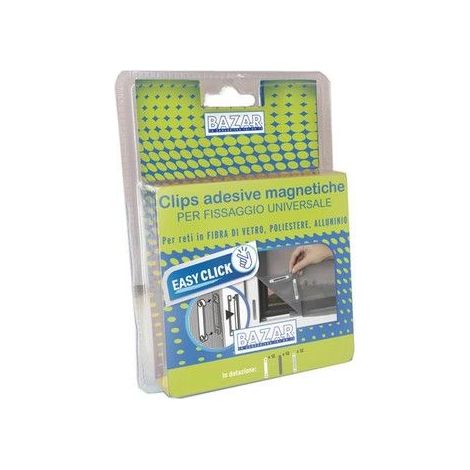 CLIPS ADESIVE MAGNETICHE 12 PEZZI PER RETE FIBRA DI VETRO POLIESTERE E ALLUMINIO (1/2)