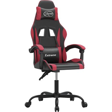 Silla gaming giratoria cuero sintético negro y rojo vino tinto vidaXL (1/5)