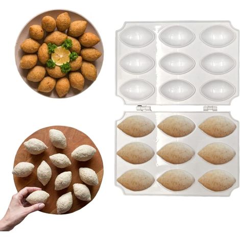 Moule à boulettes de viande, presse à steak haché manuelle, moule ovale pour la confection de boulettes de viande et de plats farcis, accessoires de cuisine (9 trous) (1/5)