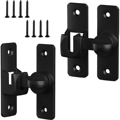 2 Paires Loquet Porte, 90°/180° Verrou Porte, Aluminium Verrou Porte Coulissante, Serrure Porte Coulissante avec 8 Vis, Argent, pour Portes, Fenêtres, Armoires (1/5)