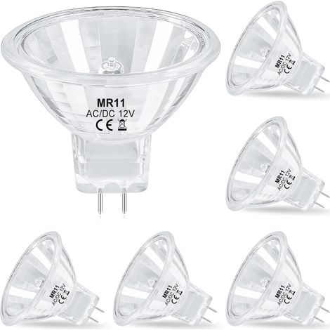 Ampoule Halogène MR11 GU4 - Lot de 6 - Verre et Métal - Dimmable 35W 12V - Éclairage Encastré et Paysager - Blanc Chaud 2700K (1/5)