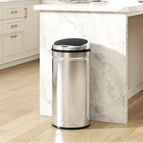 Papelera de cocina automática 42 L con sensor infrarrojo de acero inoxidable OKMYHOME (1/5)