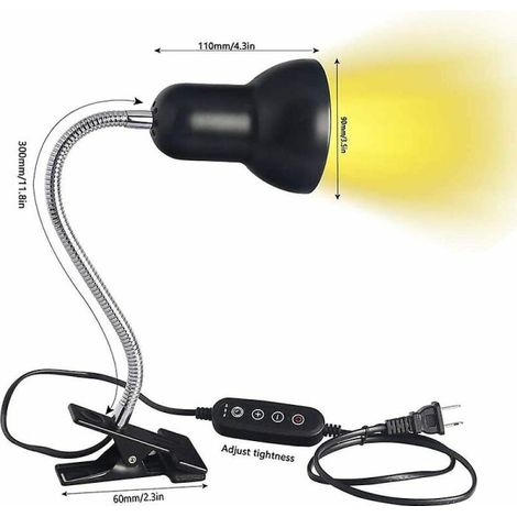 Lampes UVA UVB à LED pour reptiles, chauffante pour tortue avec socle long, éclairage terrarium amphibiens, [classe énergétique A+] (1/4)