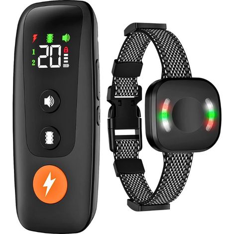 Hundeerziehungshalsband mit Fernbedienung, IP68 wasserdicht, 4 Modi, Piepton, Vibration, Licht, geeignet für alle Hundegrößen (1/4)