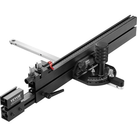 Guide de précision pour scie à table, rainure standard 19 x 9,5 mm, alliage d'aluminium, avec graduations 48-89 cm, 15 arrêts d'angle, plongeur à ressort réglable et disque amovible, pour menuiserie. (1/5)