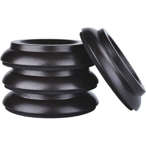 Ensemble de 4 embouts de pieds en bois dur - Patins de protection pour pieds de meubles - Embouts pour roulettes de piano - Marron (1/4)