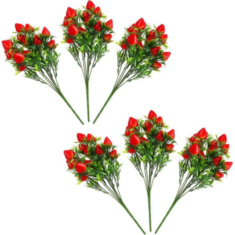 6 Pièces Fleurs de Fraise Artificielles Tiges de Fraises Artificielles pour Centre de Table Décorations pour Intérieur (1/5)