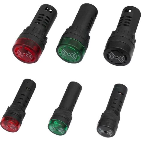Piezo LED Leuchtmelder mit Summer 22 mm Rot 230 V (1/2)