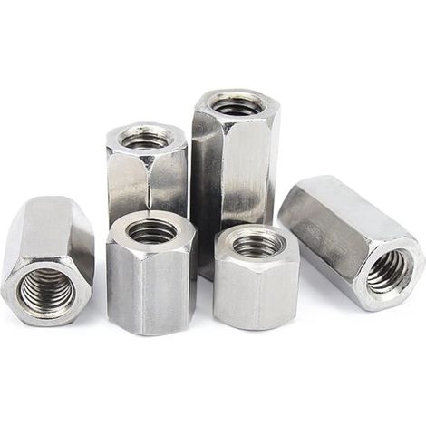 Écrou Long Tige Écrous Hexagonaux de Couplage Écrous Hexagonaux Douille Écrou Fixations Filetées en Acier inoxydable (M5×8×10mm,5 pcs) (1/5)