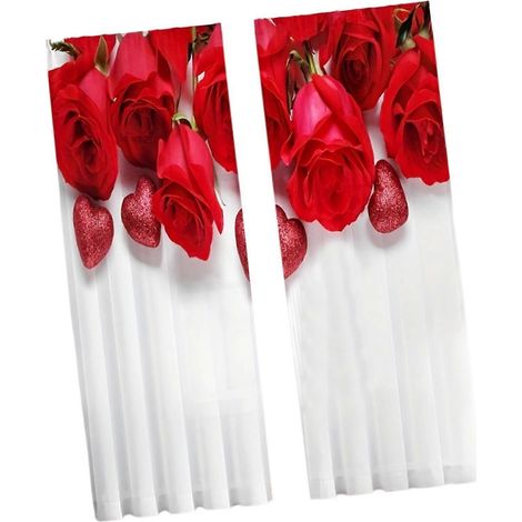 Rideaux transparents à motifs de roses pour la décoration de la cour, de la cuisine et de la maison (1/4)
