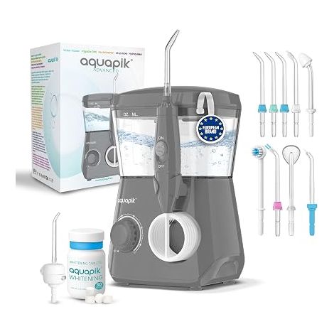 Oral Irrigator for Orthodontics, Implants and Sensitive Gums Whitening Kit Nozzles Pressure Levels (Grey) (1/5)
