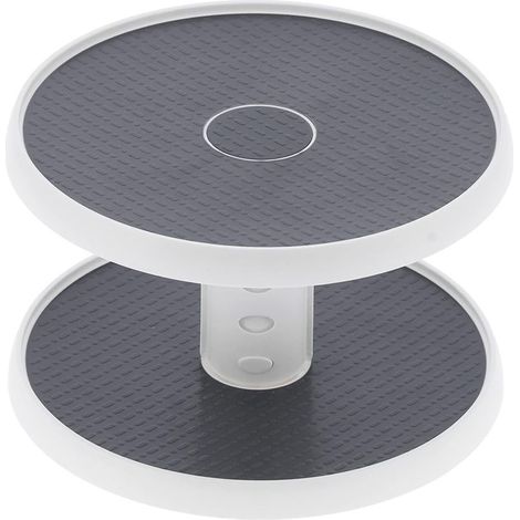 Organiseur de placard rotatif à 2 niveaux – Porte-épices, étagère pivotante, support réglable pour garde-manger et salle de bain
