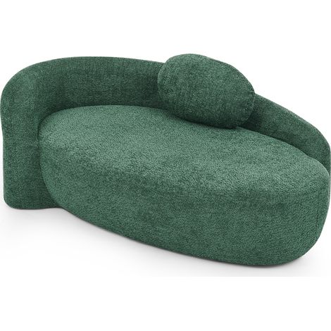 Canapé minimaliste en teddyfleece au design arrondi, canapé moelleux avec coussin, polyvalent pour le salon, la chambre et le studio, Vert (1/5)