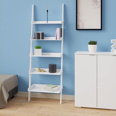 Étagère murale Genre échelle - 5 tablettes - 180 cm Blanche (1/5)