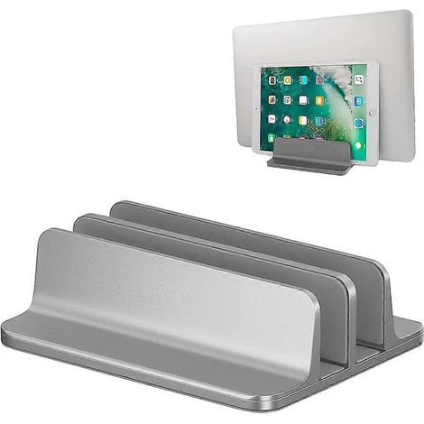 Support vertical double pour ordinateur portable, support de bureau double réglable (jusqu'à 17,3 pouces), compatible avec tous les MacBook Pro/Air/Microsoft Surface (G
