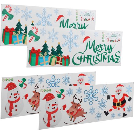 Décorations de Noël Père Noël - Stickers muraux amovibles pour centres commerciaux, vitrines, chambres d'enfants, décorations de Noël (2 rouleaux) (1/5)